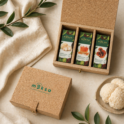 Moksa Mushroom Extract Trio Gift Box – Lion’s Mane, Cordyceps & Reishi